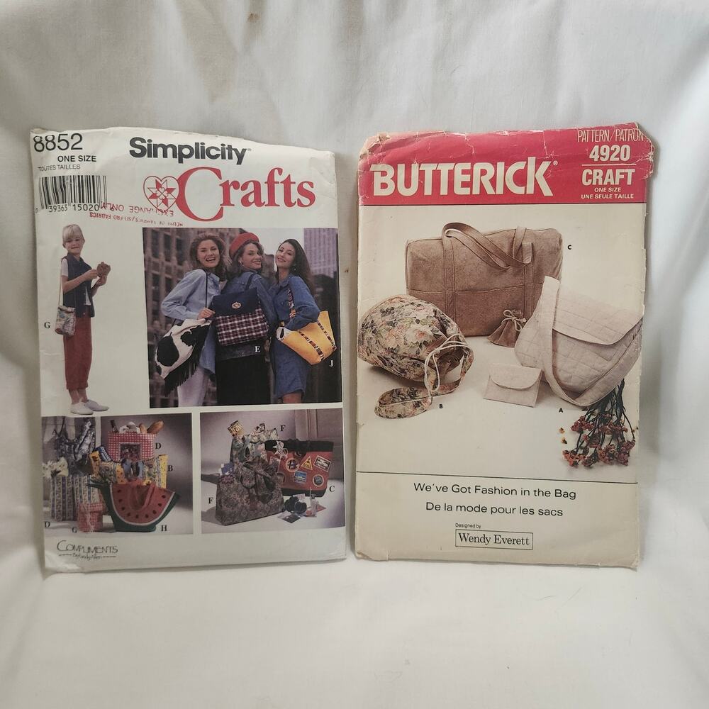 2 Handbad Purse Sewing Patterns Butterick 4920 Simplicity 8852 Uncut  B8